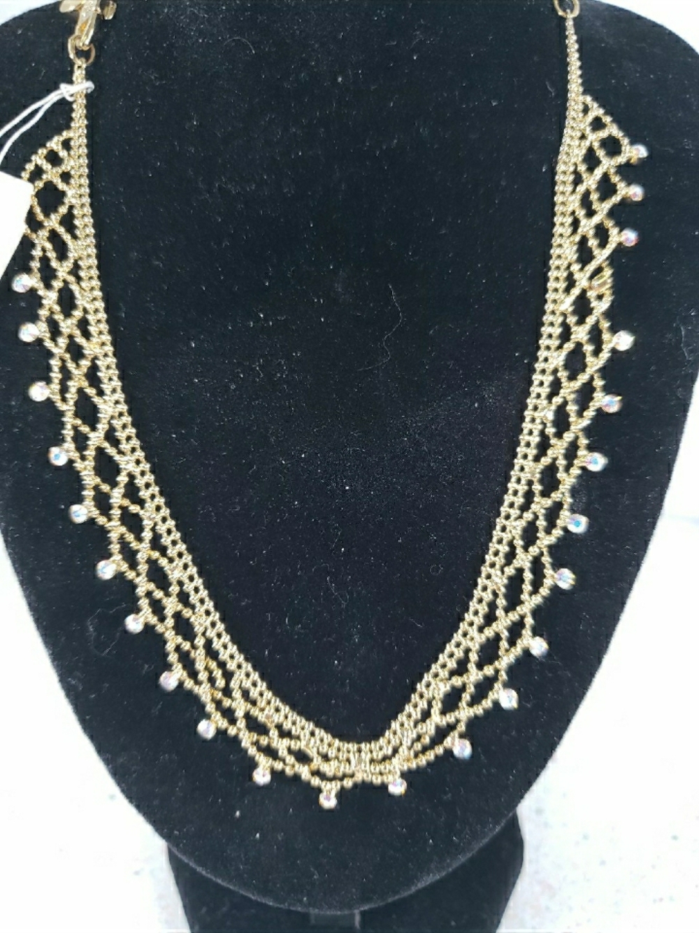 Givenchy Gold-Tone Netted Multi-Strand Necklace with Crystal Drops